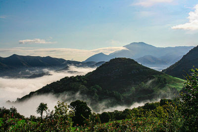 Scenic view of mountains against sky