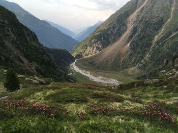 Scenic view of mountains against sky