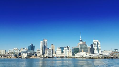 Cityscape against clear sky