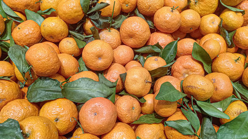 Full frame shot of oranges at market