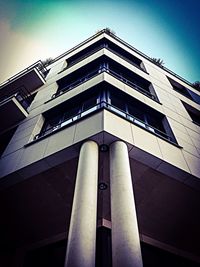 Low angle view of modern building against sky