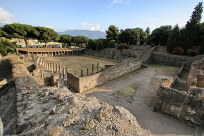 View of old ruin built structure against sky