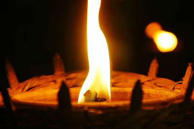 Close-up of illuminated candle