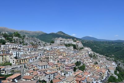 Panoramic view of muro lucano, an old village in the mountains of basilicata region, italy.