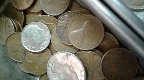 Close-up of coins