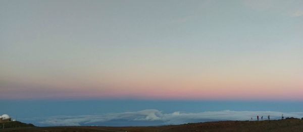 Scenic view of mountains against sky during sunset