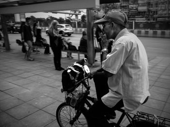 People on street in city