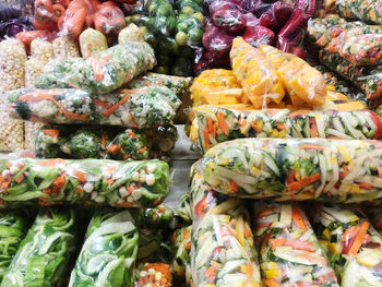 High angle view of vegetables for sale at market stall