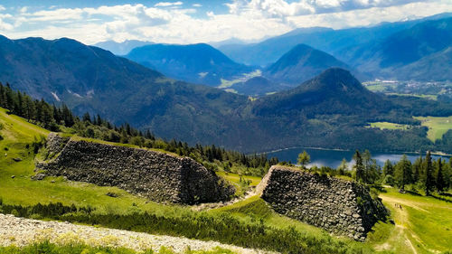 Scenic view of mountains against sky