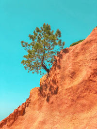 Low angle view of rock formation against sky