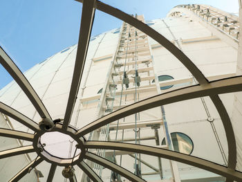 Low angle view of skylight in building