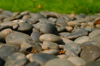 Close-up of stones on pebbles