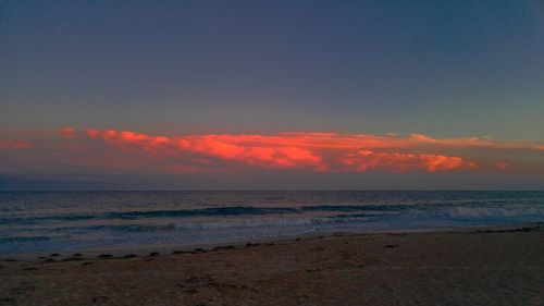 Scenic view of sea at sunset