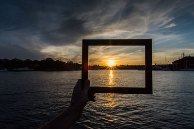 Scenic view of sunset over sea