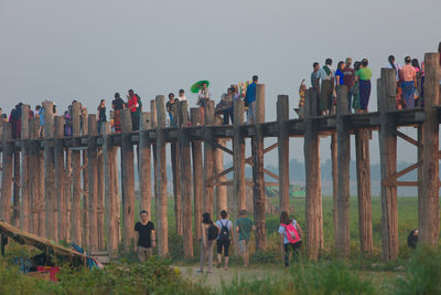 Group of people against the sky
