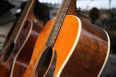 Close-up of guitars