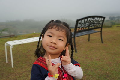 Portrait of smiling girl at park