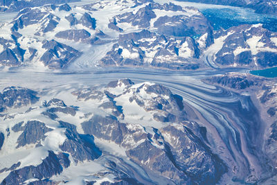 Aerial view of snowcapped mountains
