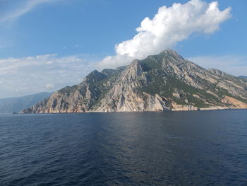 Scenic view of sea against cloudy sky