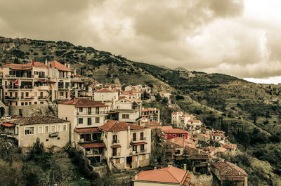 View of residential district against sky