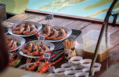 High angle view of food on table