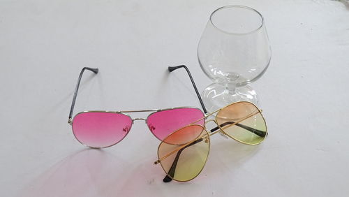 High angle view of sunglasses on table