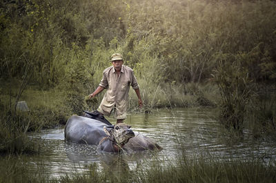 Man in river