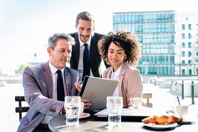 Business colleagues working on table