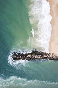 Aerial view of the beach in new england