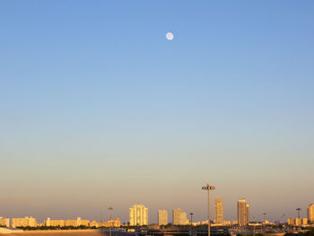 View of cityscape against clear sky