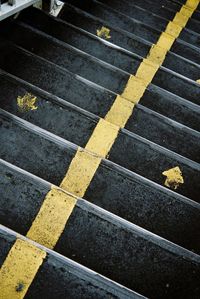 High angle view of zebra crossing on road