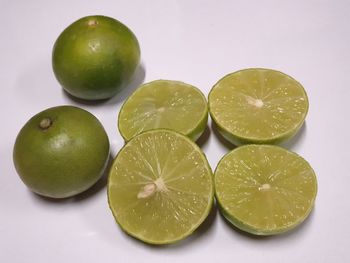 High angle view of fruits on table