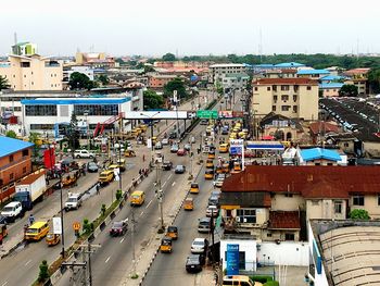 High angle view of traffic on city street