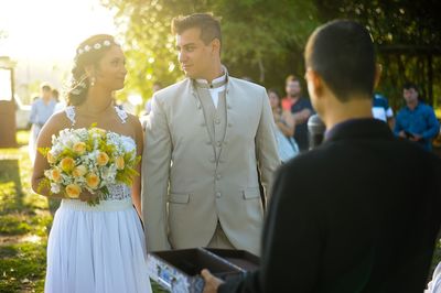 Young couple standing outdoors