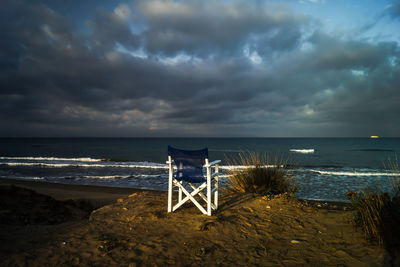 Scenic view of sea against cloudy sky