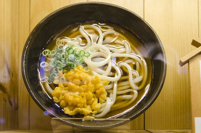 High angle view of vegetables in bowl on table