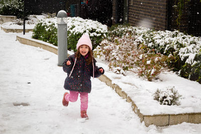 Portrait of girl in snow