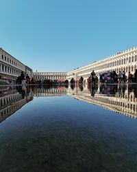 Reflection of buildings in city