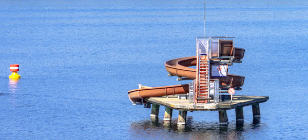 Waterslide floating on water