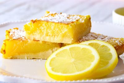 Close-up of lemon slice in plate