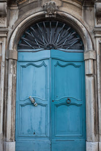 Closed door of old building