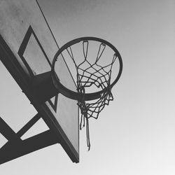 Low angle view of basketball hoop against clear sky