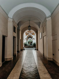 Empty corridor of historic building
