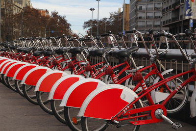 Bicycles in row