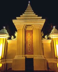 Low angle view of temple at night