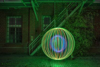 Illuminated light painting at night