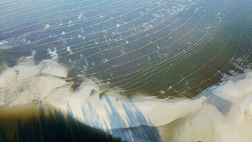 High angle view of dam in sea