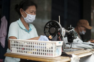 Woman working at textile industry