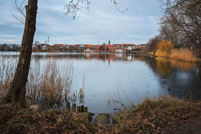 Scenic view of lake against sky