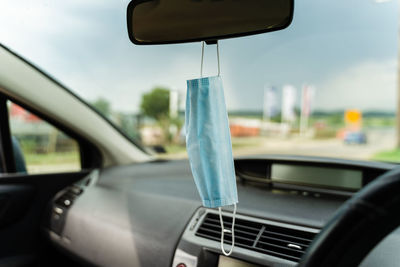 Close-up of car windshield